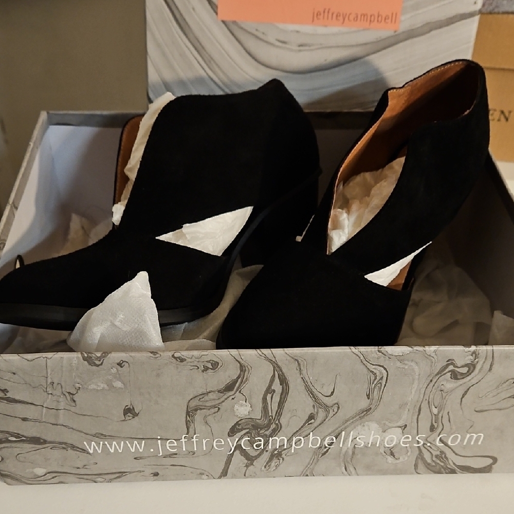 Jeffrey Campbell Black Ankle Booties with Cut-Out Design